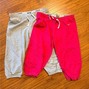 Nike Women’s Hot Pink and Gray Cropped Jogger Sweatpants